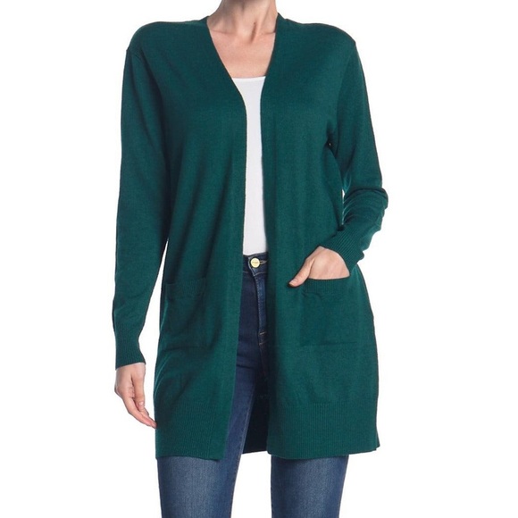 Sweet Romeo Simple Open Drape Pocket Cardigan NWT - Picture 3 of 4